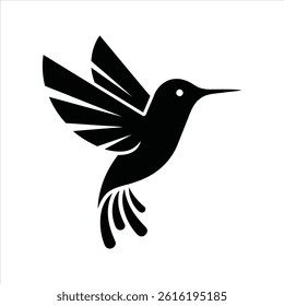 Hummingbird Silhouette Vector – Minimalist Flying Bird Icon