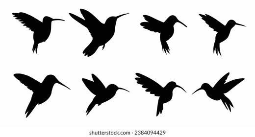Siluetas de colibrí puestas. Ilustración del vector