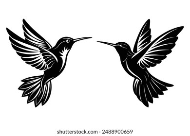 Hummingbird silhouettes vector illustration with white background