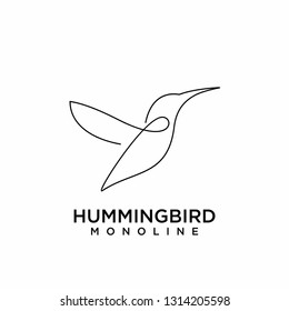 hummingbird logotipo de línea plana simple icono de diseño vectorial