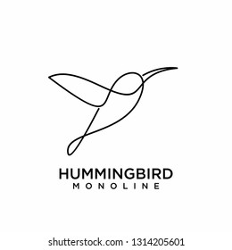 hummingbird simple flat line logo icon designs vector illustration