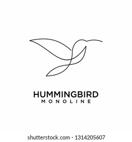 hummingbird simple flat line logo icon designs vector illustration