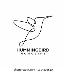 hummingbird simple flat line logo icon designs vector illustration