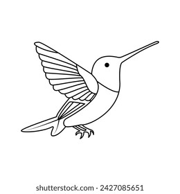 hummingbird single continuous one line out line vector art  drawing  and tattoo design