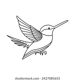 Kolibri Single Continuous One Line Out Linie Vektor-Kunst-Zeichnung und Tattoo-Design