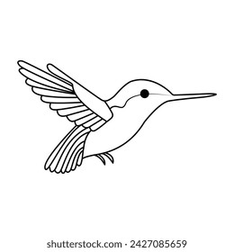 hummingbird single continuous one line out line vector art  drawing  and tattoo design