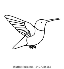 Kolibri Single Continuous One Line Out Linie Vektor-Kunst-Zeichnung und Tattoo-Design