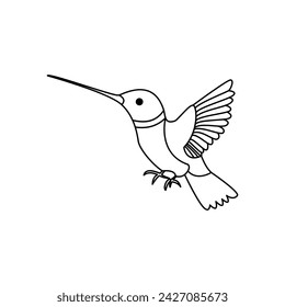 colibrí simple continuo una línea de salida línea vector arte dibujo y diseño de tatuajes