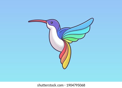 Hummingbird stylized colorful bird vector illustration