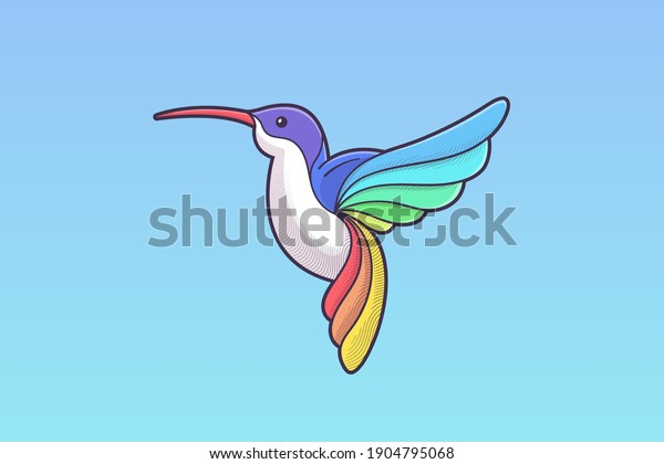 Hummingbird\
stylized colorful bird vector\
illustration
