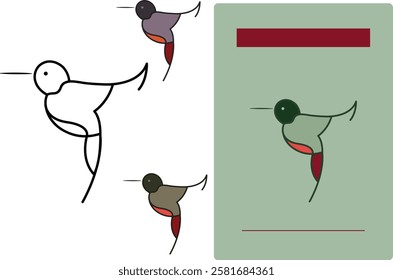 HUMMINGBIRD IN STYLIZED LINES ON BACKGROUND WITH TEXT LAYOUT