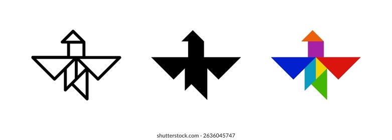 Hummingbird tangram icon. Ideal for bird or puzzle designs.