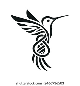 Hummingbird tattoo. Vector pattern in the style of Celtic braiding.
