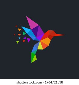 Hummingbird tech logo, digital bird logo template