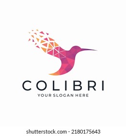 Hummingbird tech logo, digital bird logo template