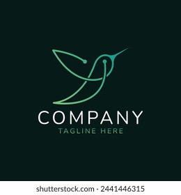 Hummingbird tech technology logo icon symbol identity vector design