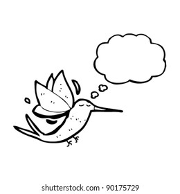 hummingbird with thought bubble cartoon