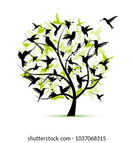 Hummingbird tree, sketch for your design