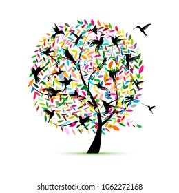 Hummingbird tree, sketch for your design