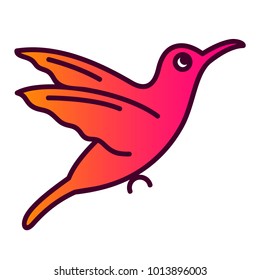 Hummingbird Trochilidae Line Art Vector Icon. Colibri bird symbol.