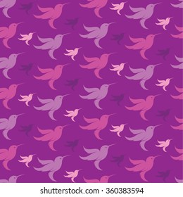 Hummingbird vector art background design for fabric and decor. Seamless pattern