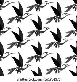 Hummingbird vector art background design for fabric and decor. Seamless pattern