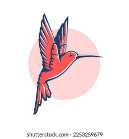 diseño de vector colibrí sobre fondo de círculo