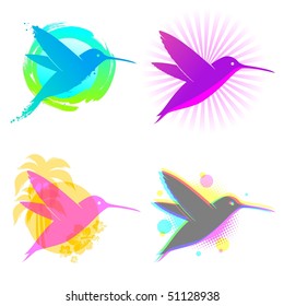 Hummingbird vector emblems