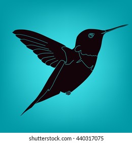 Hummingbird vector icon. Bird simple isolated sign silhouette. Hummingbird logo symbol.