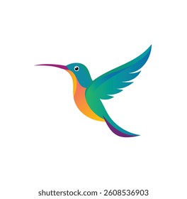hummingbird vector illustration, Vector Colorful Hummingbird Illustration in Flight with Geometric Shapes and a Minimalist Modern Design