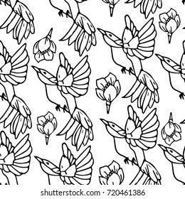 Hummingbird vector illustration. Doodle style. Design icon, print, logo, poster, symbol, decor, textile, paper