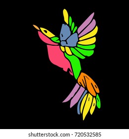 Hummingbird vector illustration. Doodle style. Design icon, print, logo, poster, symbol, decor, textile, paper