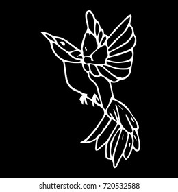 Hummingbird vector illustration. Doodle style. Design icon, print, logo, poster, symbol, decor, textile, paper