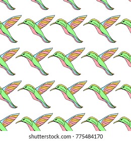 Hummingbird vector illustration. Doodle style. Design, print, decor, textile, paper