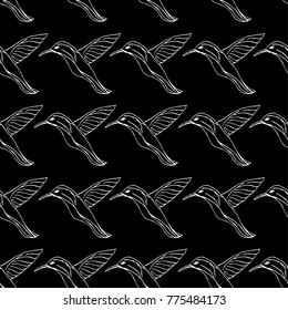 Hummingbird vector illustration. Doodle style. Design, print, decor, textile, paper