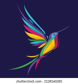 Hummingbird vector image in colorful and very elegant style