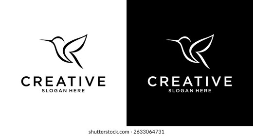 Hummingbird vector logo design. Bird vector logo design.