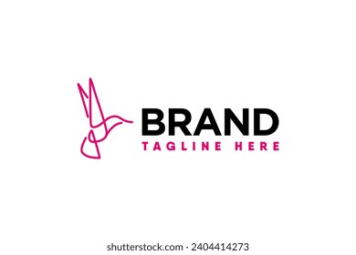 hummingbird vector logo in monoline style