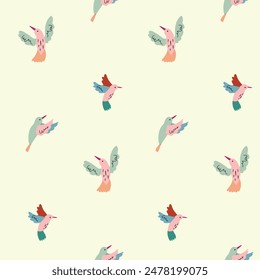 Hummingbird vector pattern. Great for wallpaper, backgrounds, packaging, fabric, scrapbook