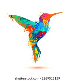 Hummingbird Vector silhouette of splash paint