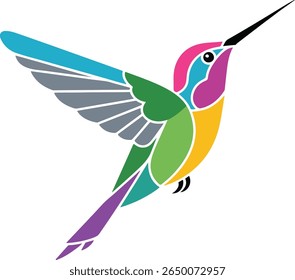 Hummingbird vector,hummingbird, parrot. Vector illustration in flat design. Fauna of South America. Flying colorful bird for icons in white background