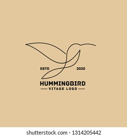 hummingbird vintage line logo icon designs vector illustration