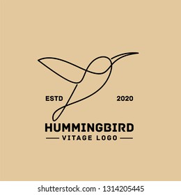 hummingbird vintage line logo icon designs vector illustration