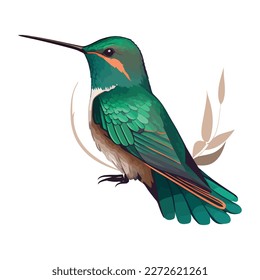 Ilustración de la acuarela de Hummingbird. Pájaro acuarela aislado, colibrí volador multicolor aislado sobre fondo blanco. Colibrí tropical colorido en vuelo con salpicaduras y gotas.