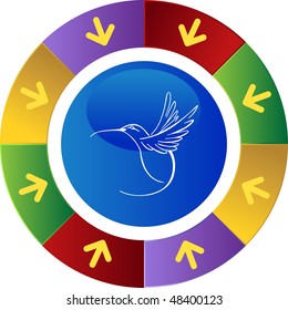 Hummingbird web button isolated on a background