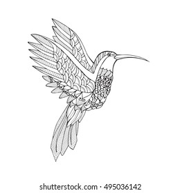 Hummingbird Zentangle Vector Image Adult Colouring Stock Vector ...