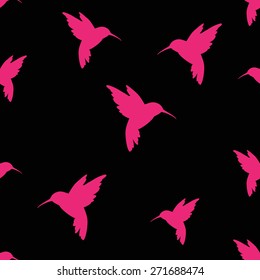 Humming-birds. Abstract pattern. Pattern on black.
