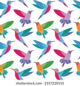 
Hummingbirds , abstract seamless pattern for decorating fashion designs, fabrics, wallpapers and prints on white background.