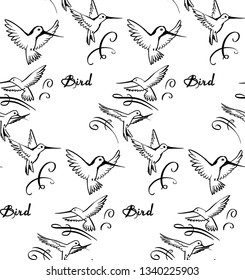 hummingbirds birds seamless texture illustration vector set