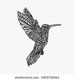 Hummingbirds are flying in decorative style